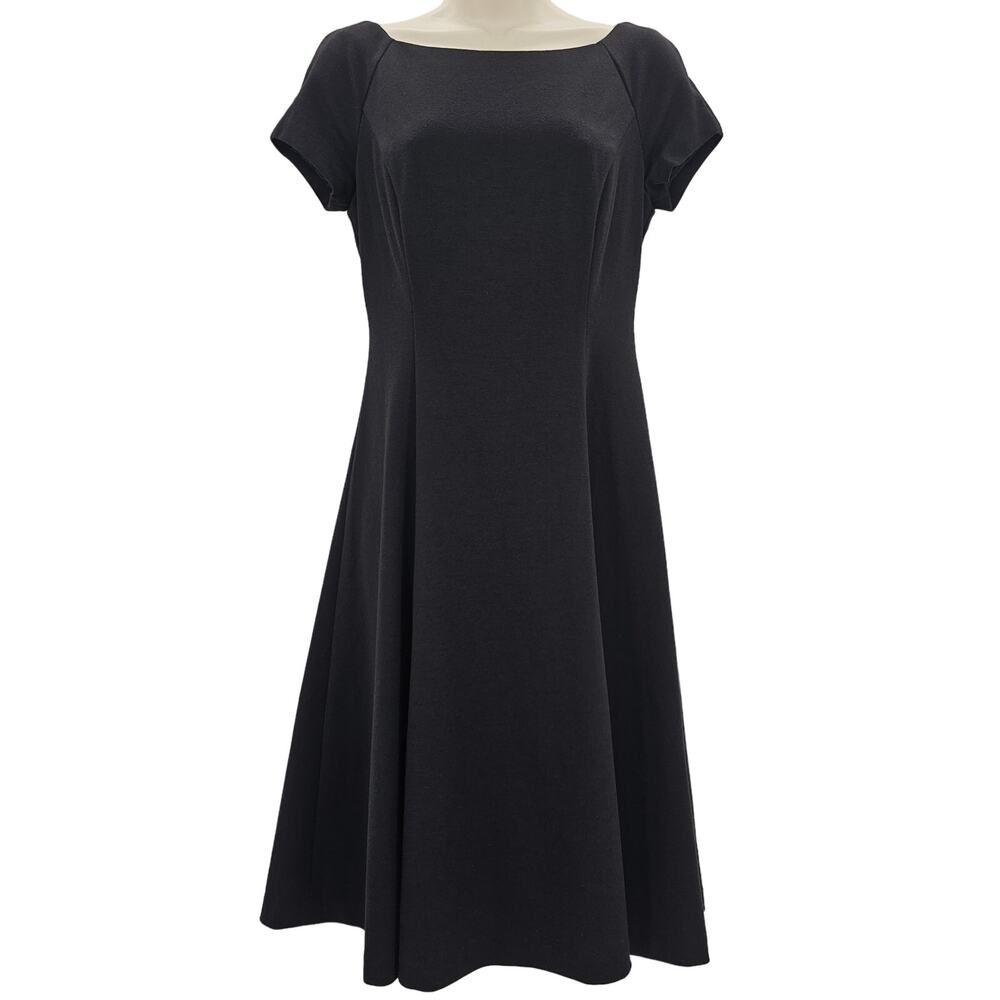 White House Black Market Woman size 2 Classic Black Fit & Flare Retro Midi Dress